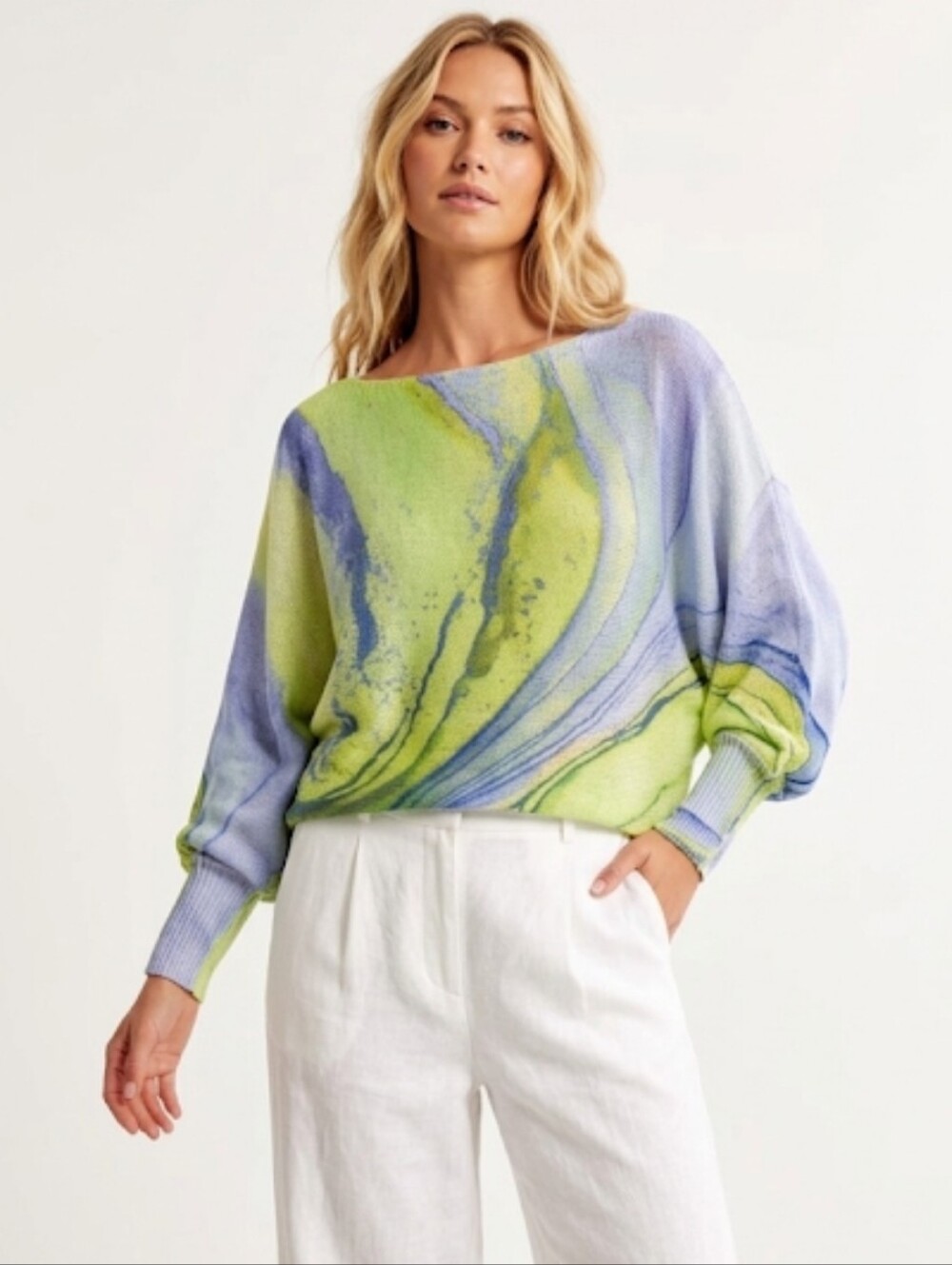 Loowie Eco Design Italy Abstract Marble Knit Sweater OS